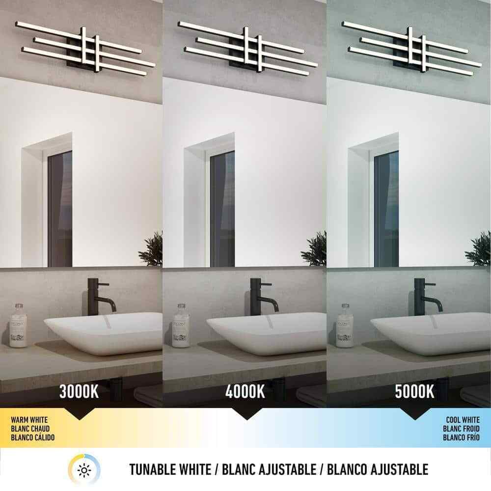 Artika Grid 27 in. Light Matte Black LED 3 CCT Vanity Light Bar for Bathroom