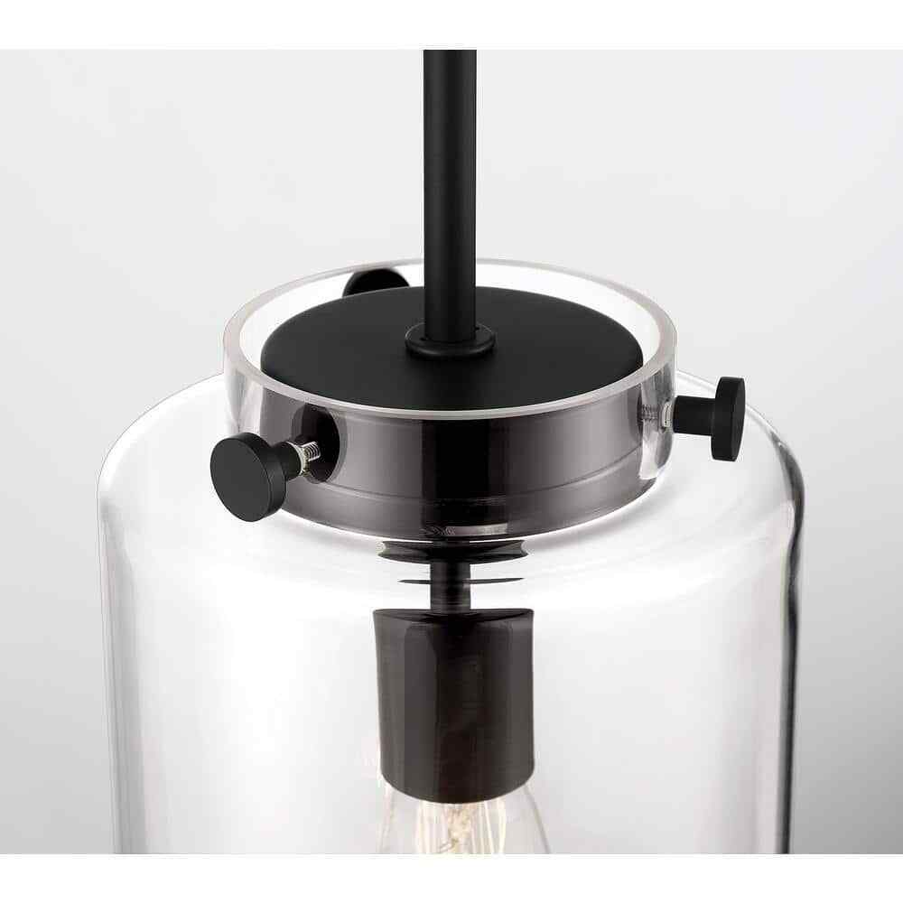 Hampton Bay Mullins 6.75 in. 1-Light Coal Mini Pendant Hanging Light