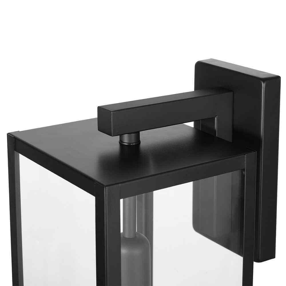 Hampton Bay Hurley Modern 1-Light Matte Black Hardwired Outdoor Wall Lantern