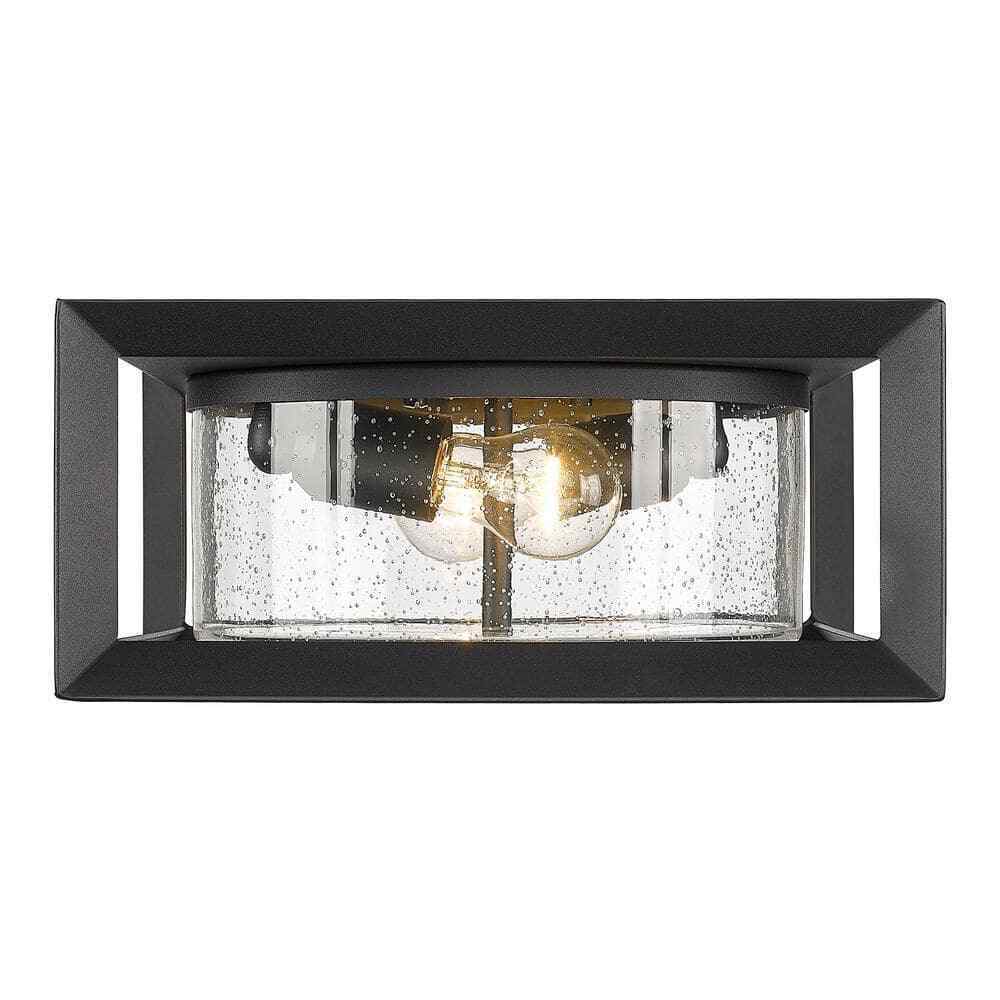 Golden Lighting Smyth 2-Light Black Outdoor Flush Mount 2073-OFM NB-SD