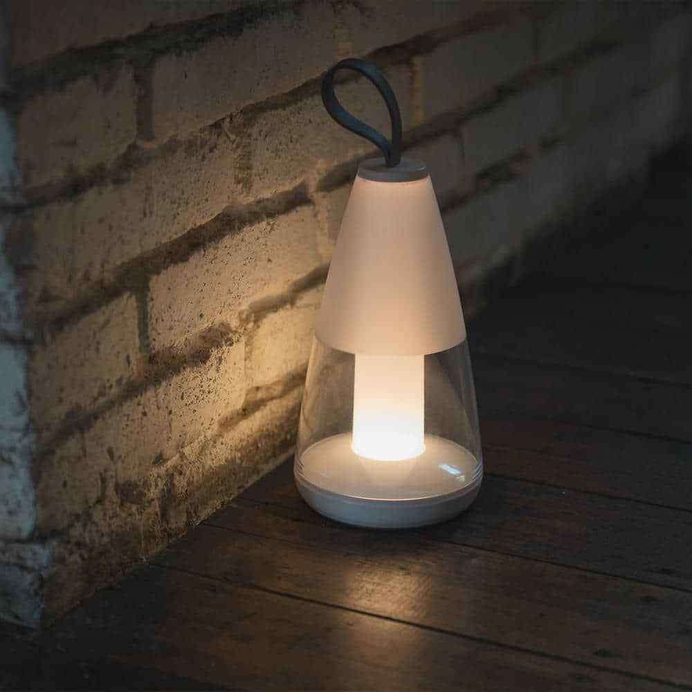 LUTEC 11.5 in. White Outdoor Portable Table Lamp 8500102331