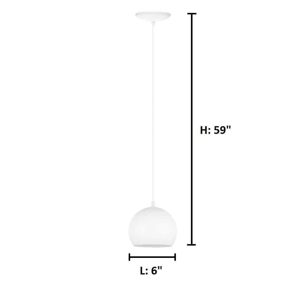 Eglo Petto 6 in. W x 59 in. H 1-Light White Mini Pendant Light with Metal Shade