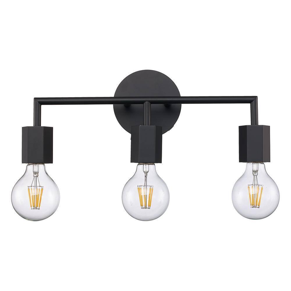 Bel Air Lighting Placerville 16 in. 3-Light Black Bathroom Vanity Light Fixture