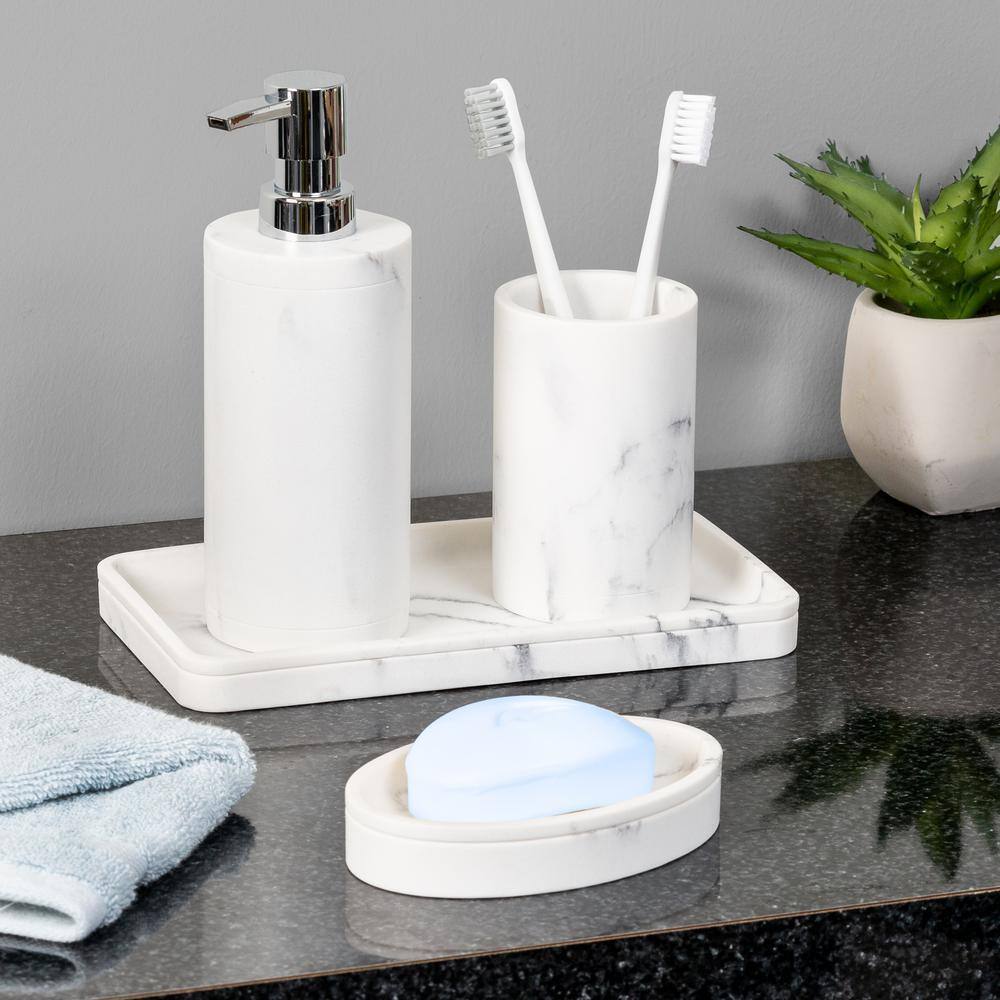 Honey-Can-Do 4-Piece Bathroom Accessories Set in Faux Marble