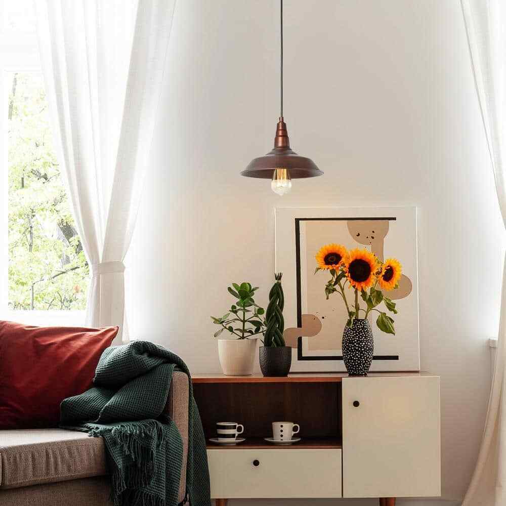 LNC 1-Light Bronze Rustic Industrial Chandelier Barn Light Pendant Ceiling Light