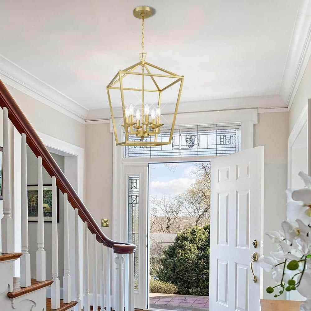 Hukoro Alfa 16 in. 6-Light Geometric Cage Lantern Pendant Light