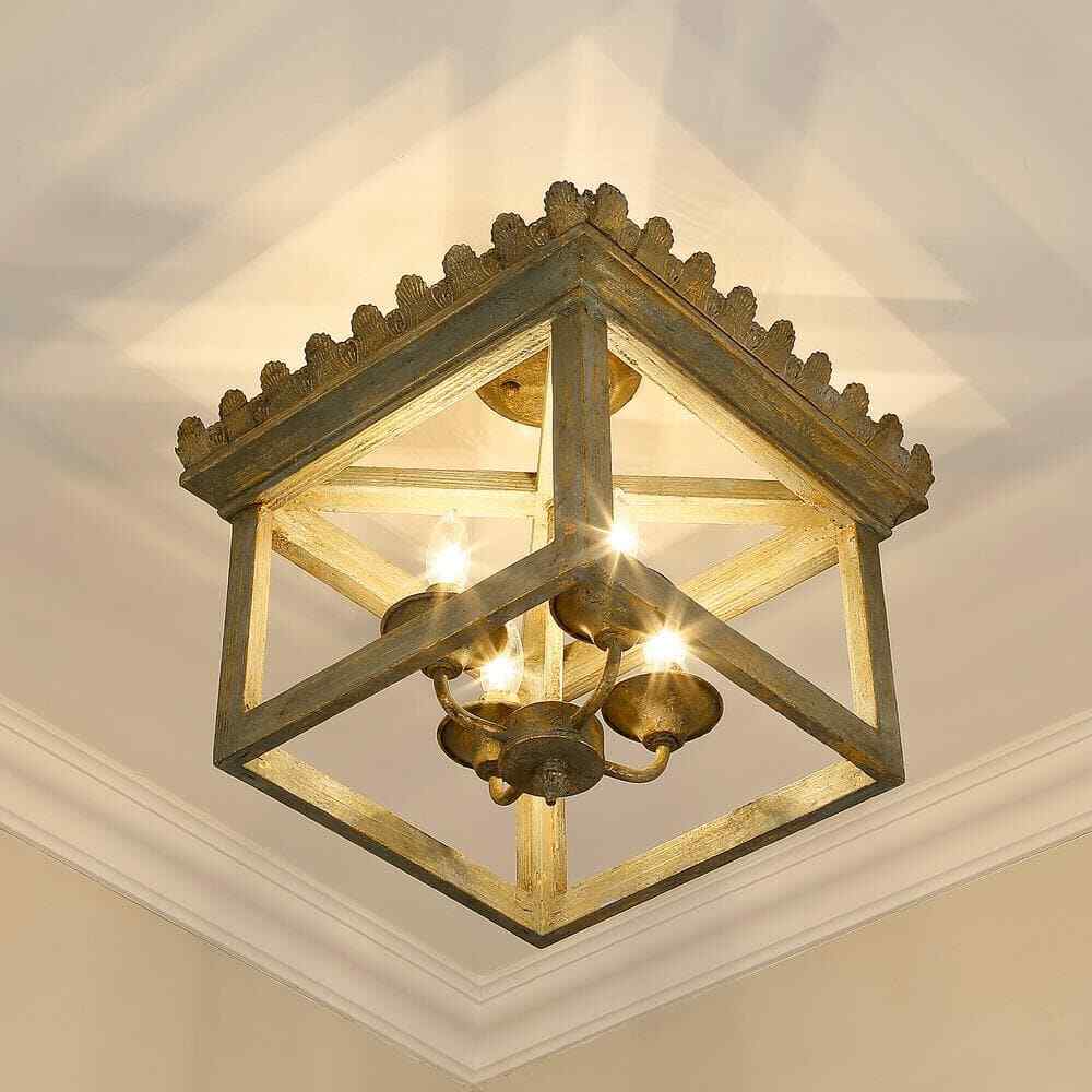 Golden Lighting Finley 16.25 in. Vintage Sage Semi-Flush Mount 0838-SF VS