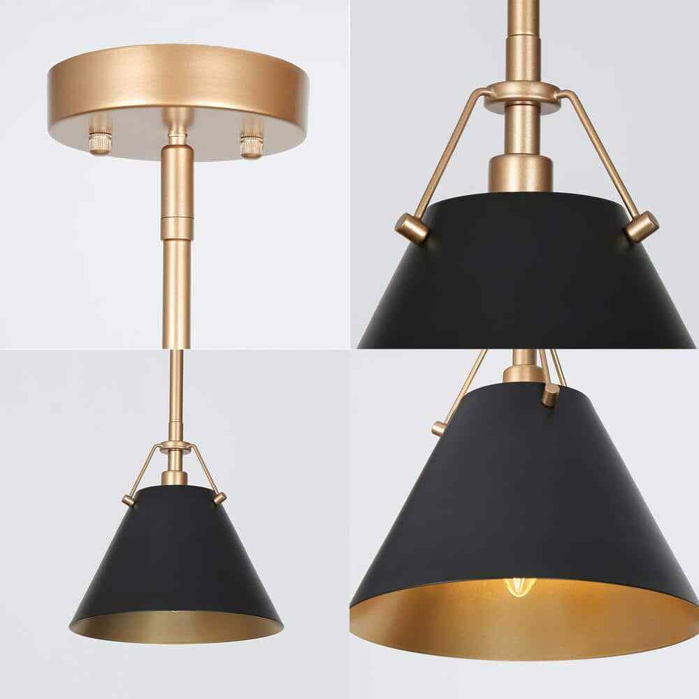 Uolfin Modern Farmhouse Dome Kitchen Island Pendant Lighting Taine 1-Light Black