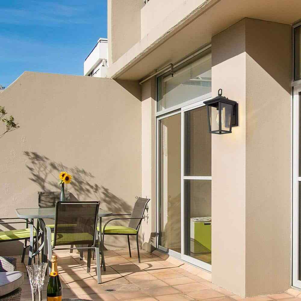 LNC 1-Light Outdoor Lantern Sconce Wall Light w/ Clear Glass for Patio or Porch
