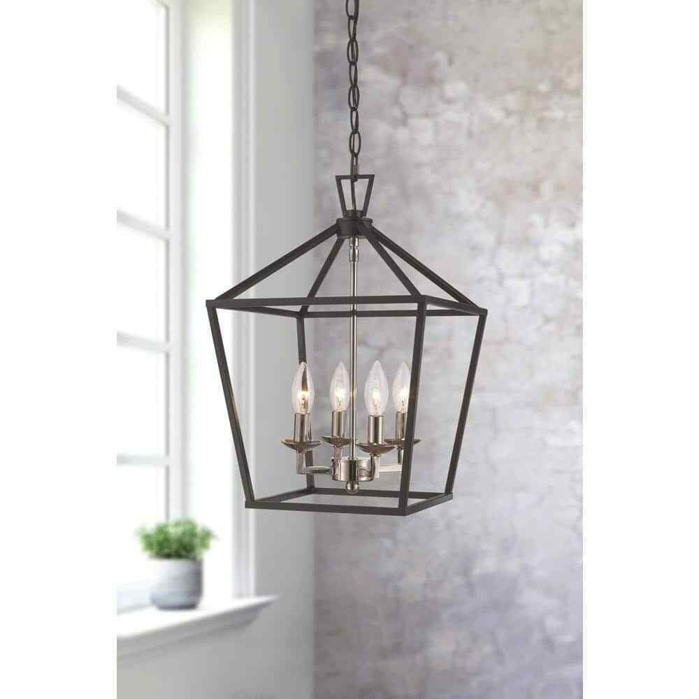 Bel Air Lighting Lacey 4-Light Black and Chrome Pendant Light Fixture
