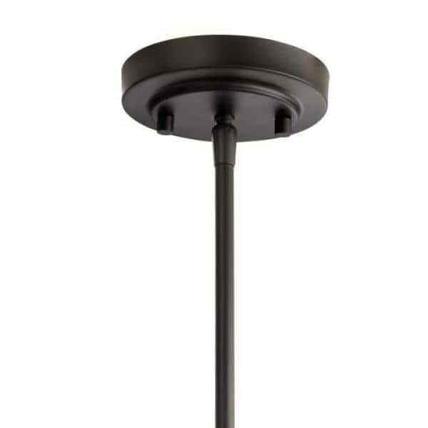 Hampton Bay Pavlen 5.5 in. 1-Light Bronze Mini Pendant with Clear Glass Shade