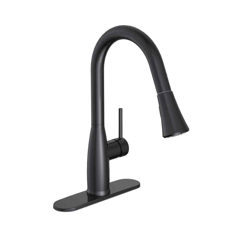 Cartway Single-Handle Pull-Down Sprayer Kitchen Faucet in Matte Black D001O