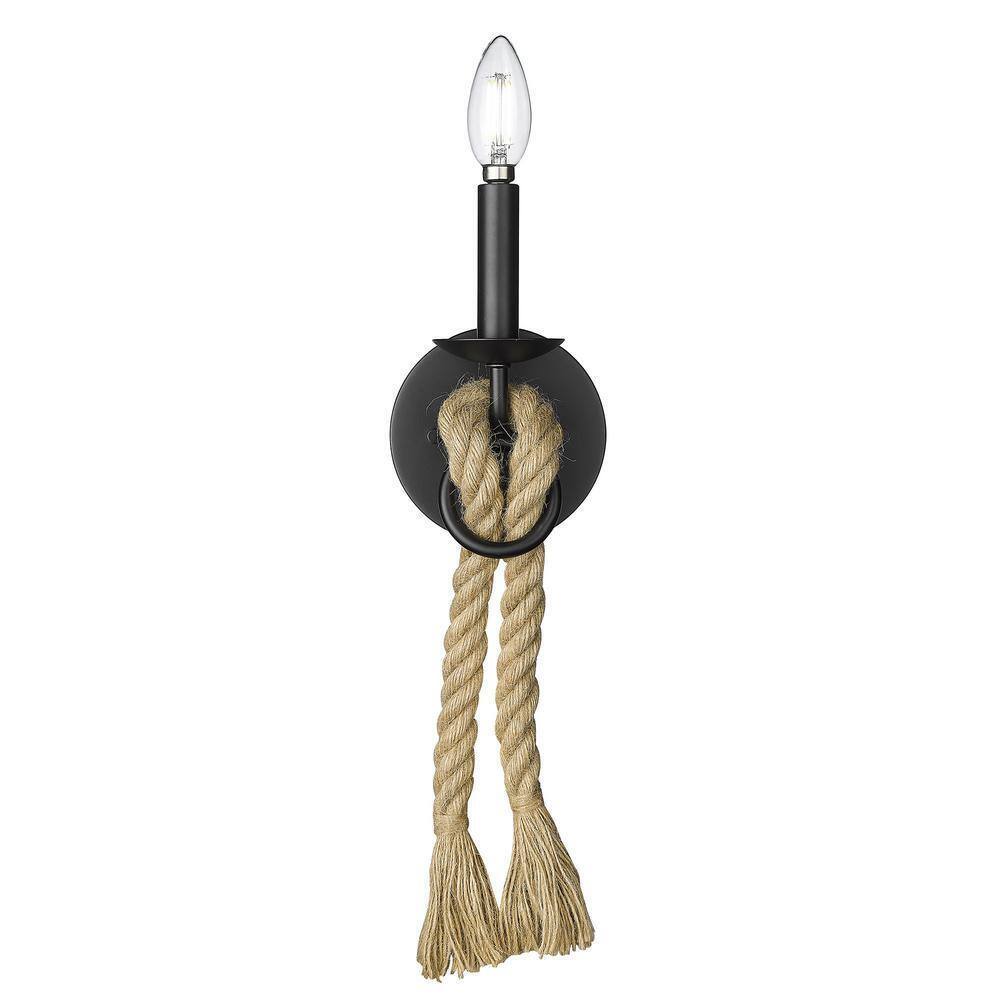 Golden Lighting Marissa 1 Light Wall Sconce with decorative nautical rope.