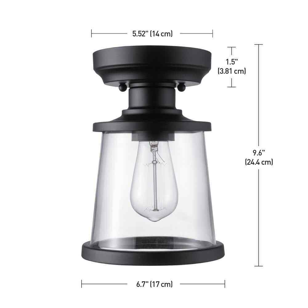 Hampton Bay Rigby 9.6 in. 1-Light Matte Black Round Flush Mount Ceiling Light