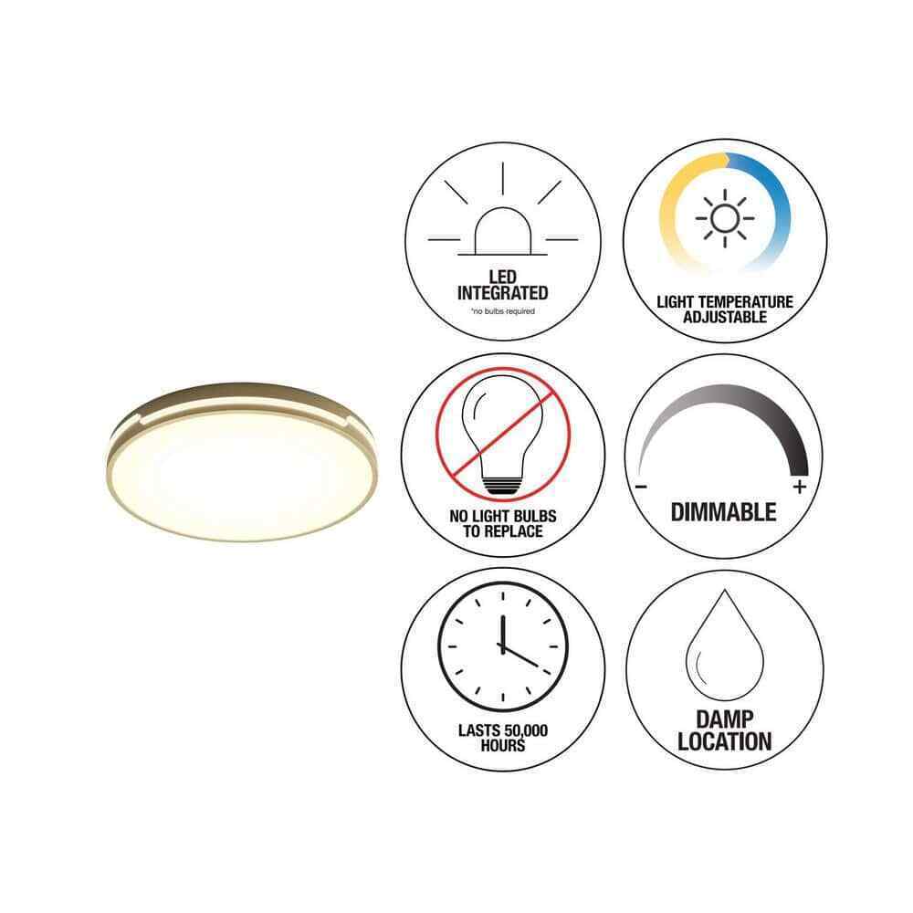 Artika Delray Modern Gold LED 5 CCT Flush Mount Ceiling Light Fixture