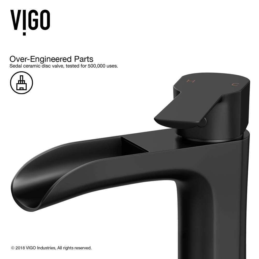 VIGO Niko Single Handle Single-Hole Bathroom Vessel Faucet in Matte Black