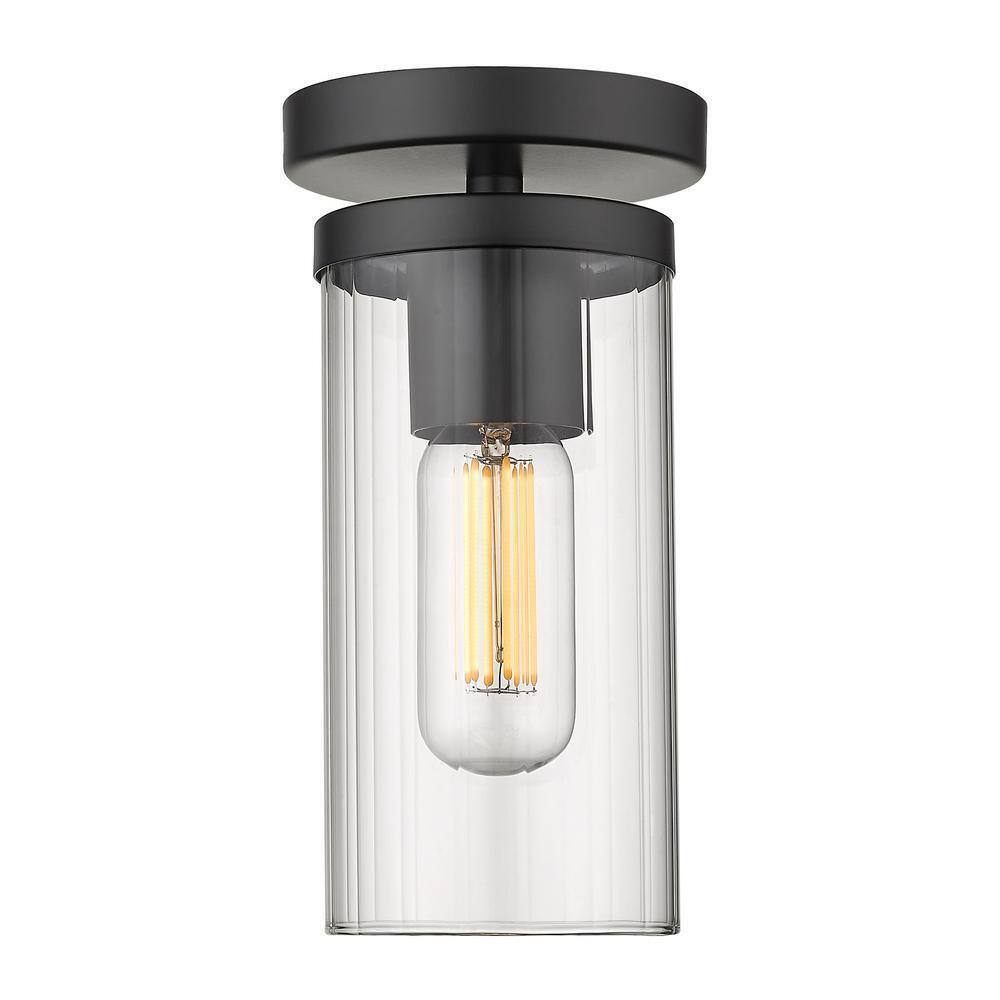 Golden Lighting Winslett 4.75 in. 1-Light Matte Black Semi-Flush Mount