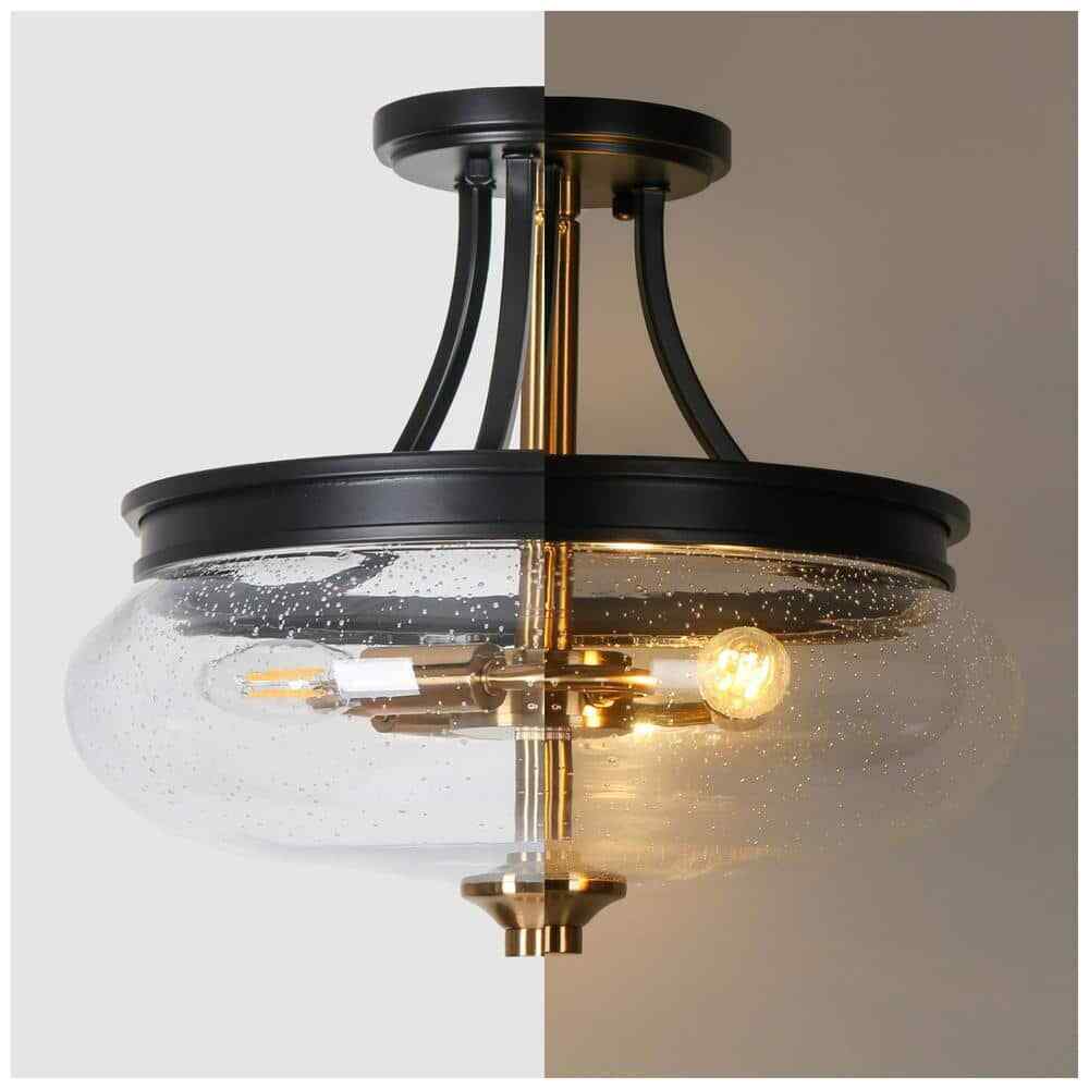 Uolfin Modern Farmhouse Black 3-Light Gold Kitchen Ceiling Lights