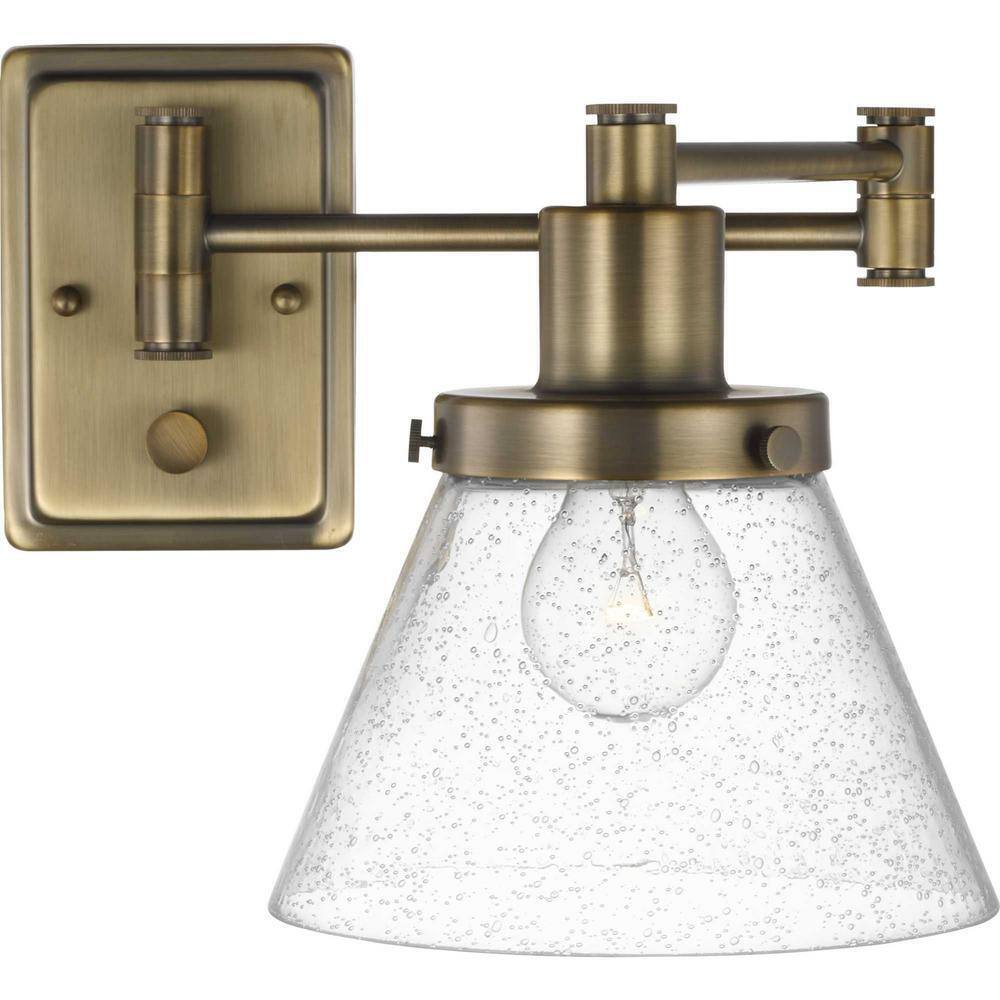 Progress Lighting Hinton Gold Vintage Brass Swing Arm Adjustable Wall Sconce