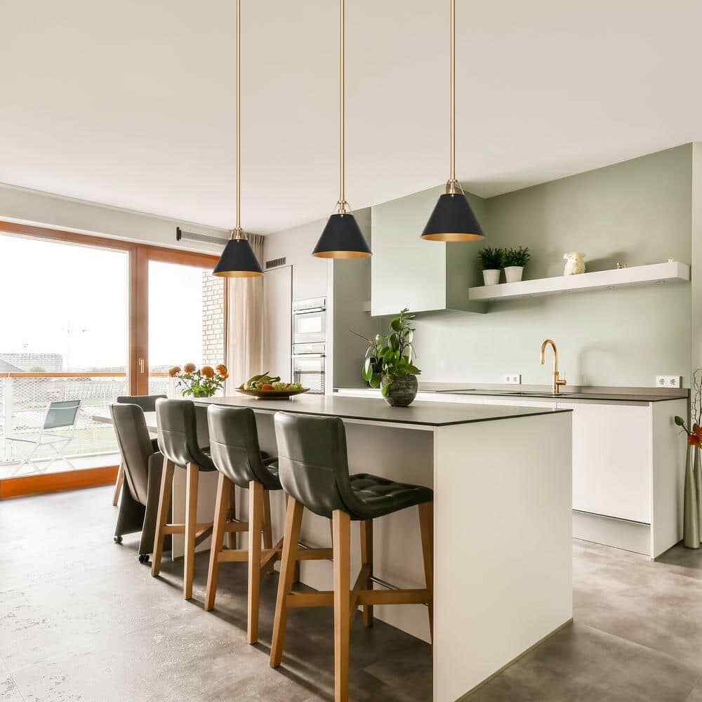 Uolfin Modern Farmhouse Dome Kitchen Island Pendant Lighting Taine 1-Light Black