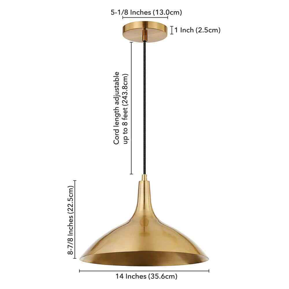 Meyer&Cross Barton 1-Light Brass Pendant with Metal Shade