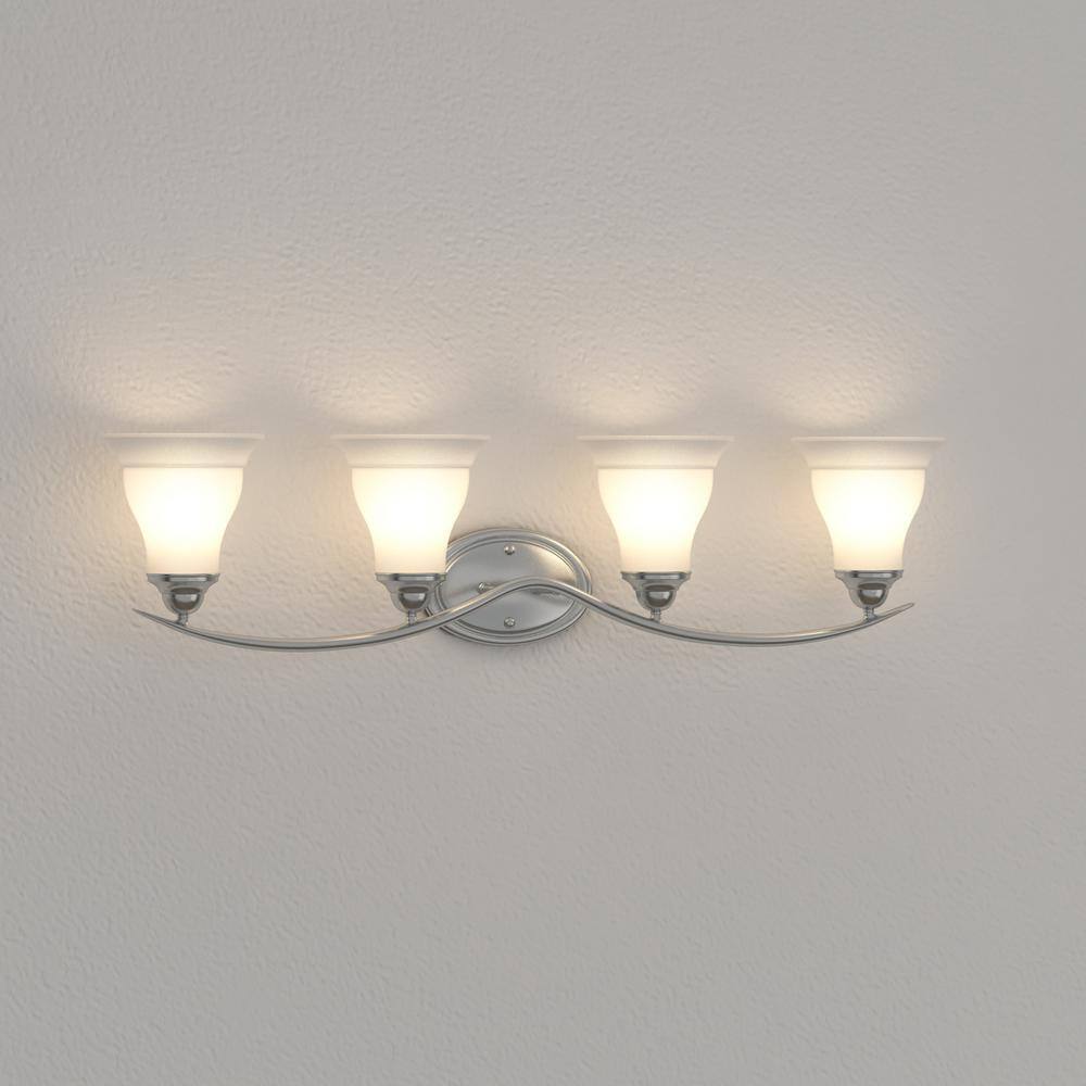 Progress Lighting Trinity Collection 4-Light Polished Chrome Glass Vanity Light