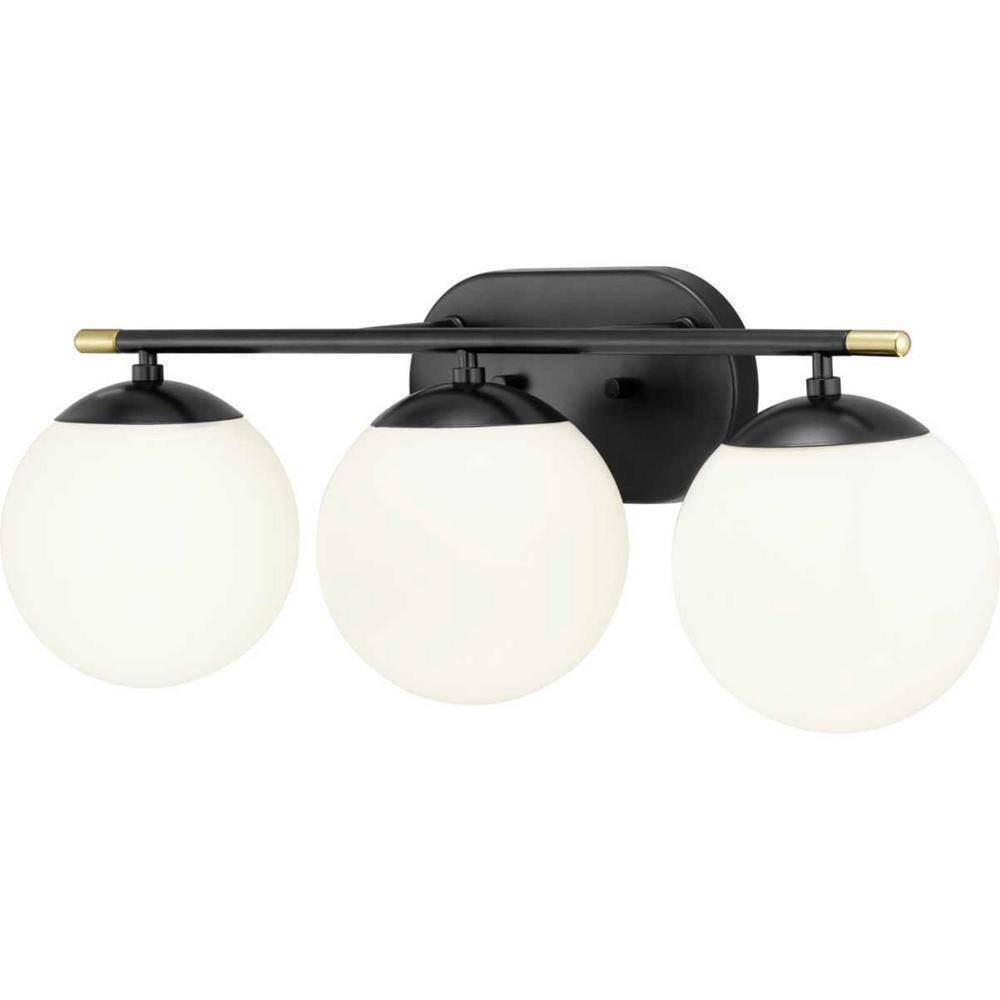 Progress Lighting Hartnett 8 in. 3-Light Matte Black Vanity Light