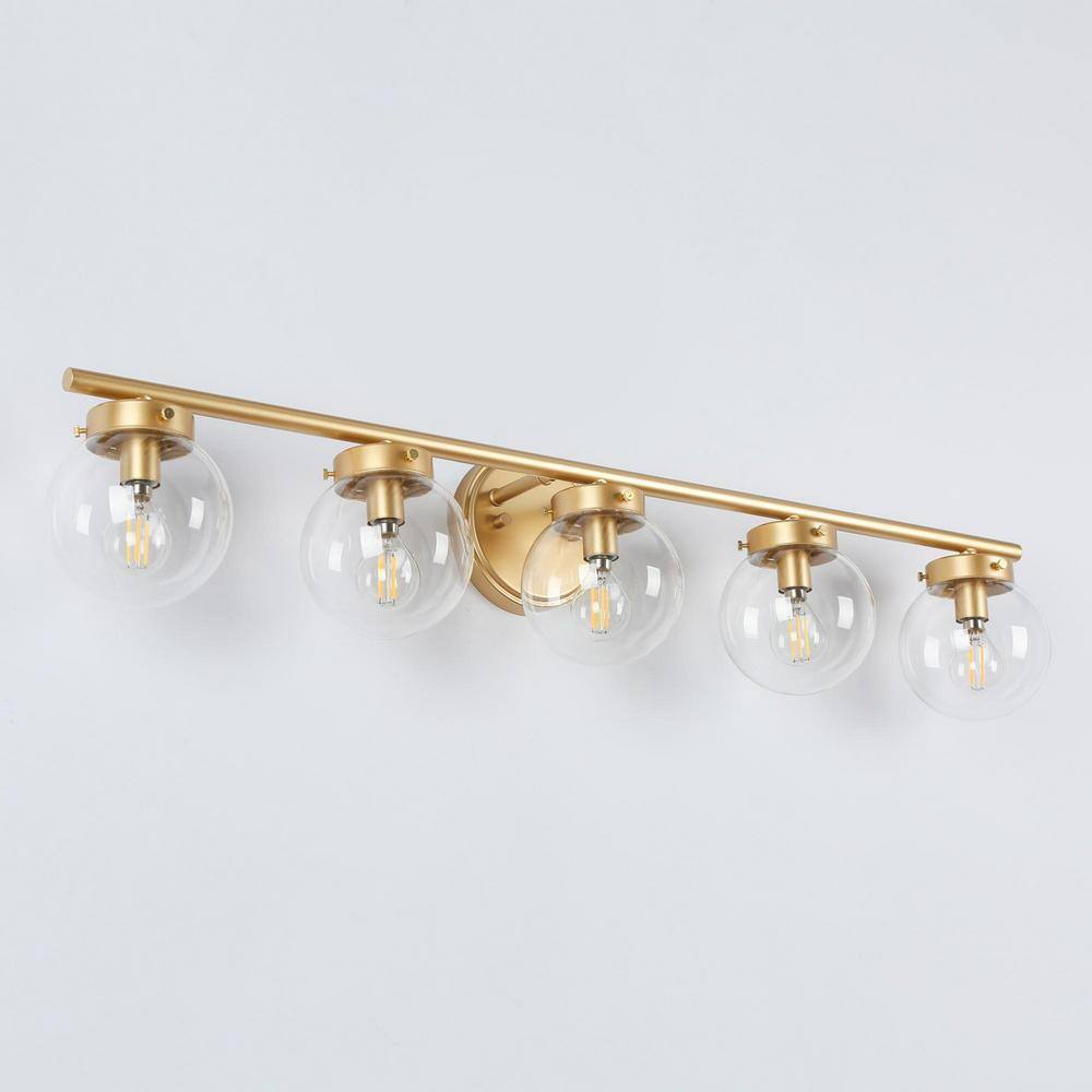 Uolfin Mid-Century Powder Room Vanity Light Bar 34.2 in. 5-Light