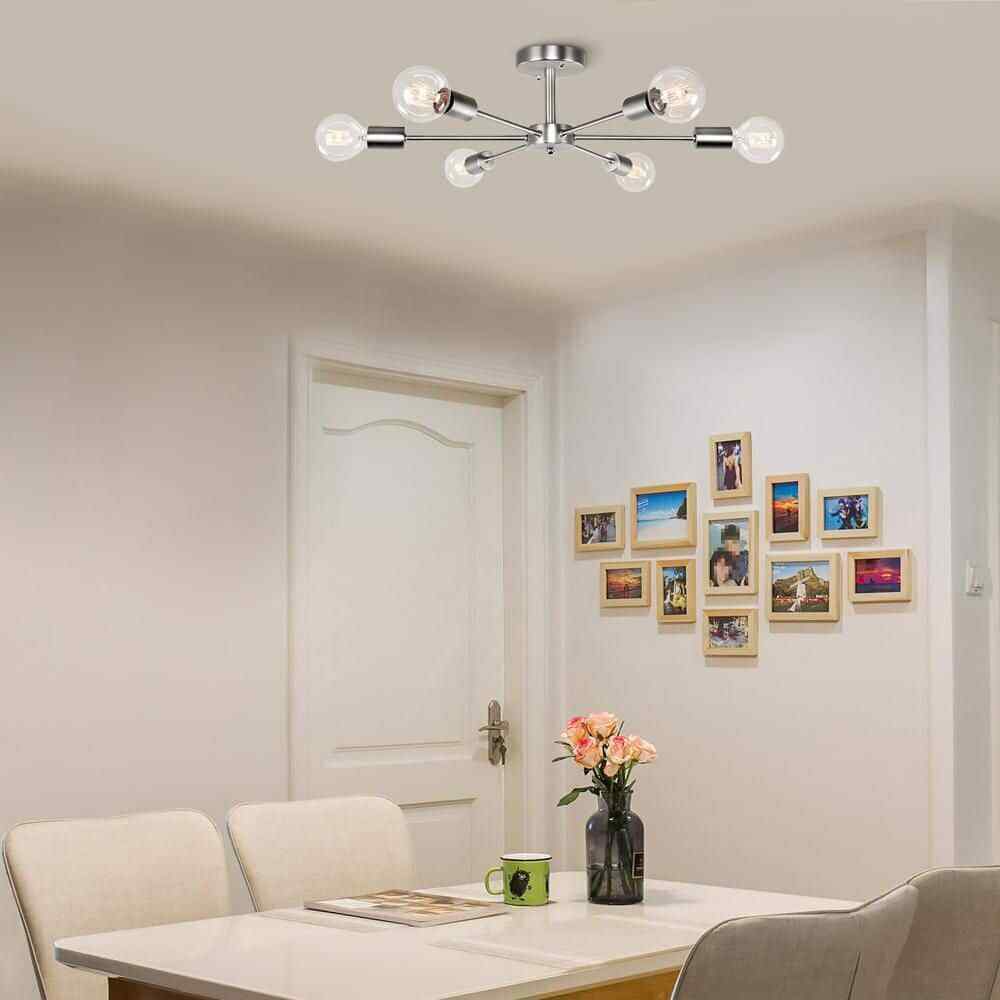 RRTYO Gallman 6-Light Nickle Mid-Century Pendant Ceiling Light