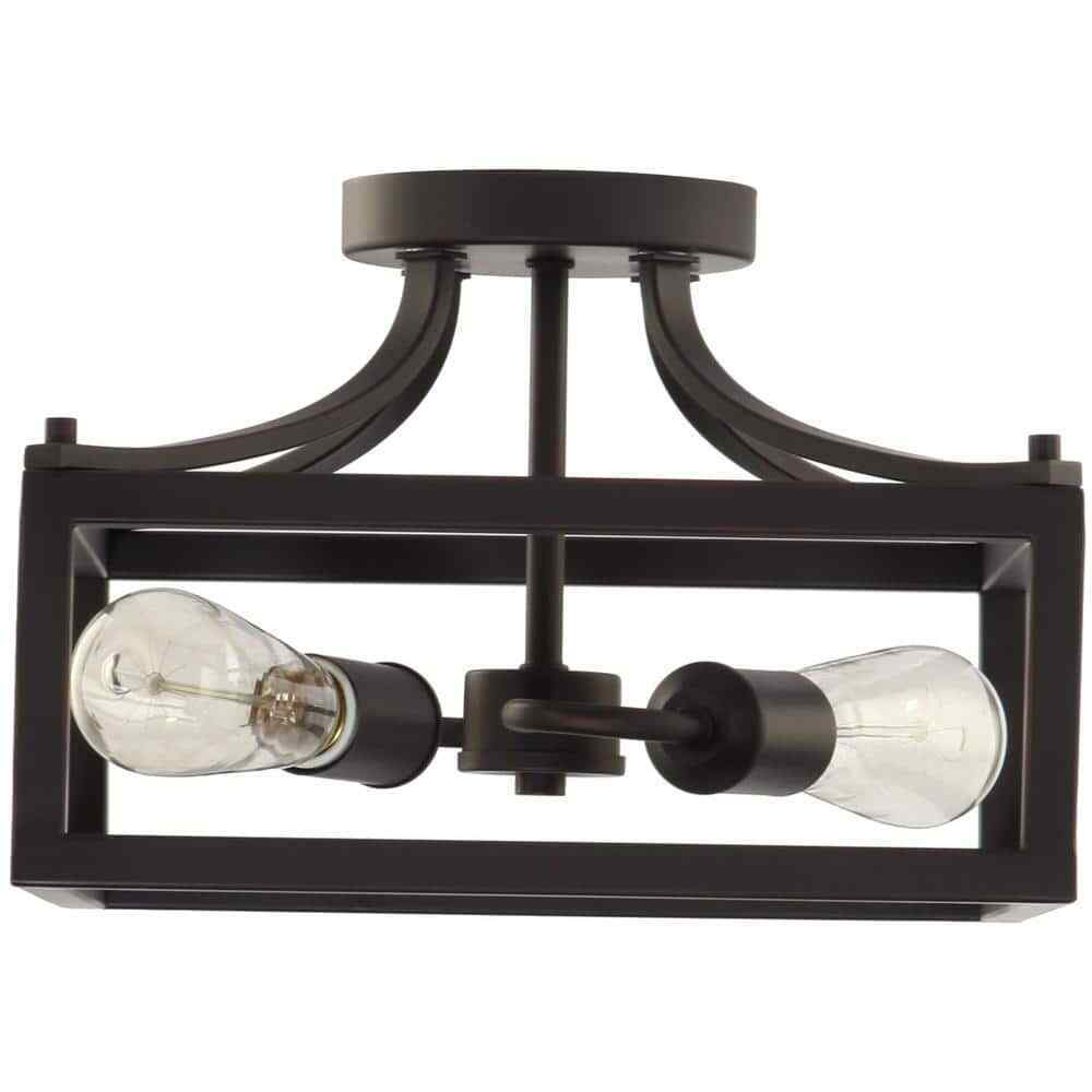 Hampton Bay Boswell Quarter 12-1/2 in. 2-Light Semi-Flush Mount Ceiling Light