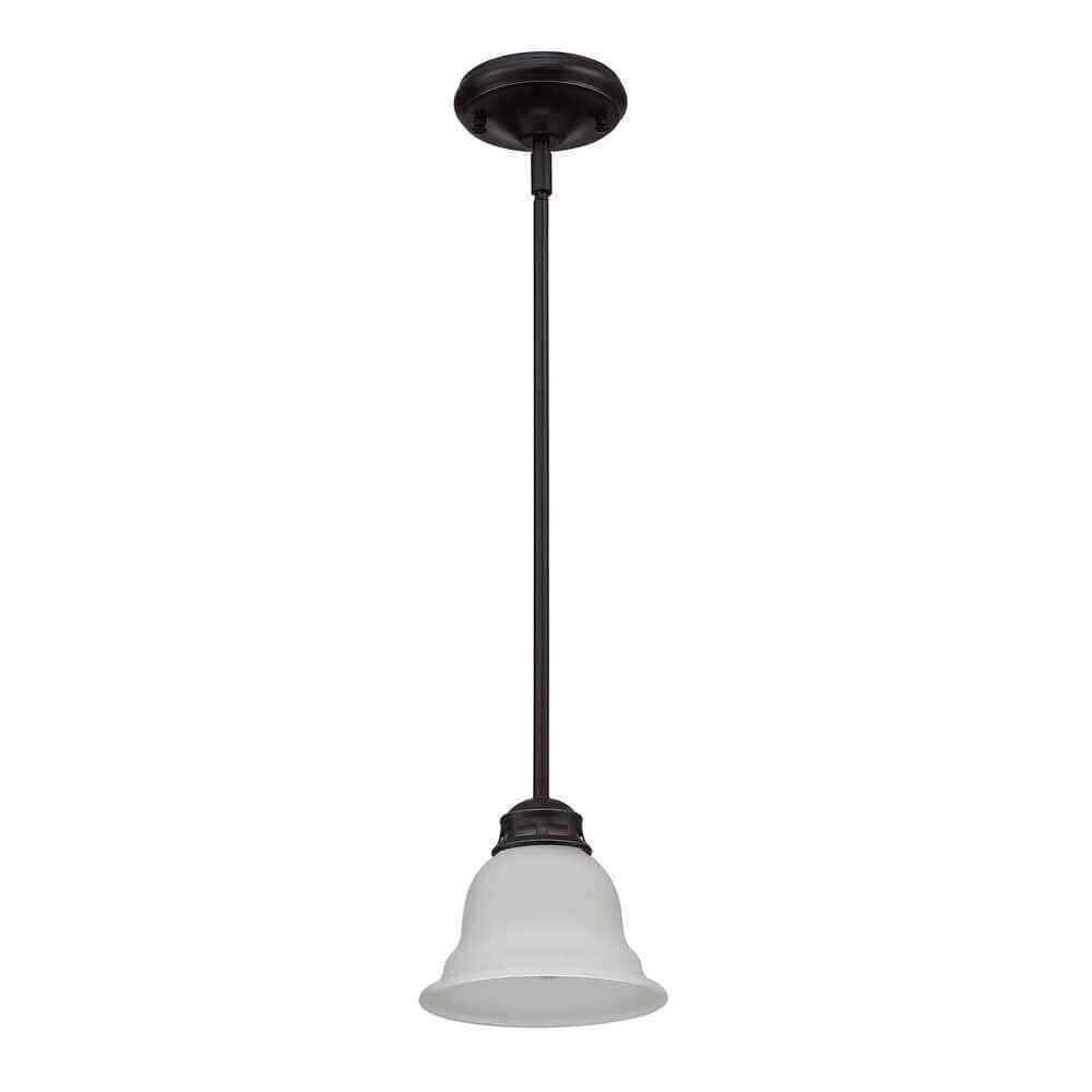 PUDO 6.9 in. 1-Light Pendant Light with White Finish and Black Base