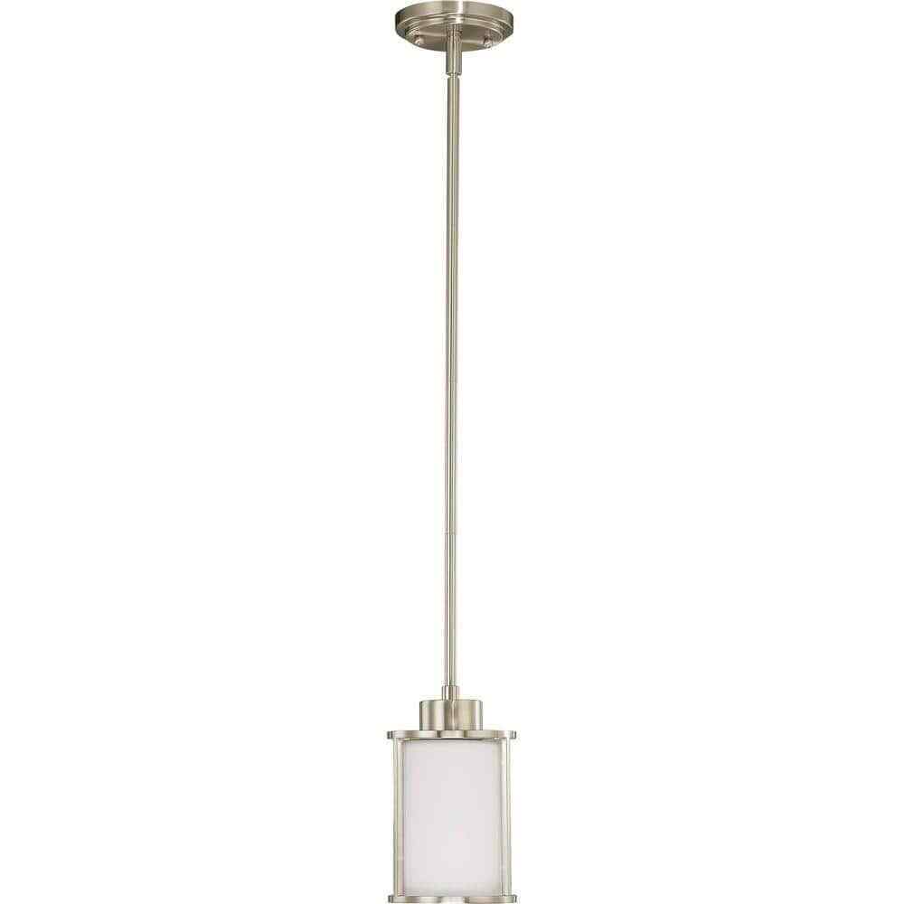 SATCO Odeon 60-Watt 1-Light Brushed Nickel Shaded Mini Pendant Light