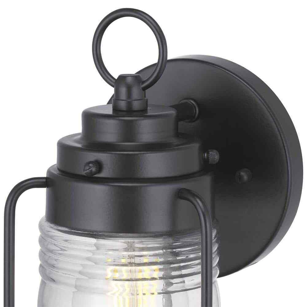 Progress Lighting Watch Tower Matte Black Outdoor Wall Lantern w/ Clear Glass