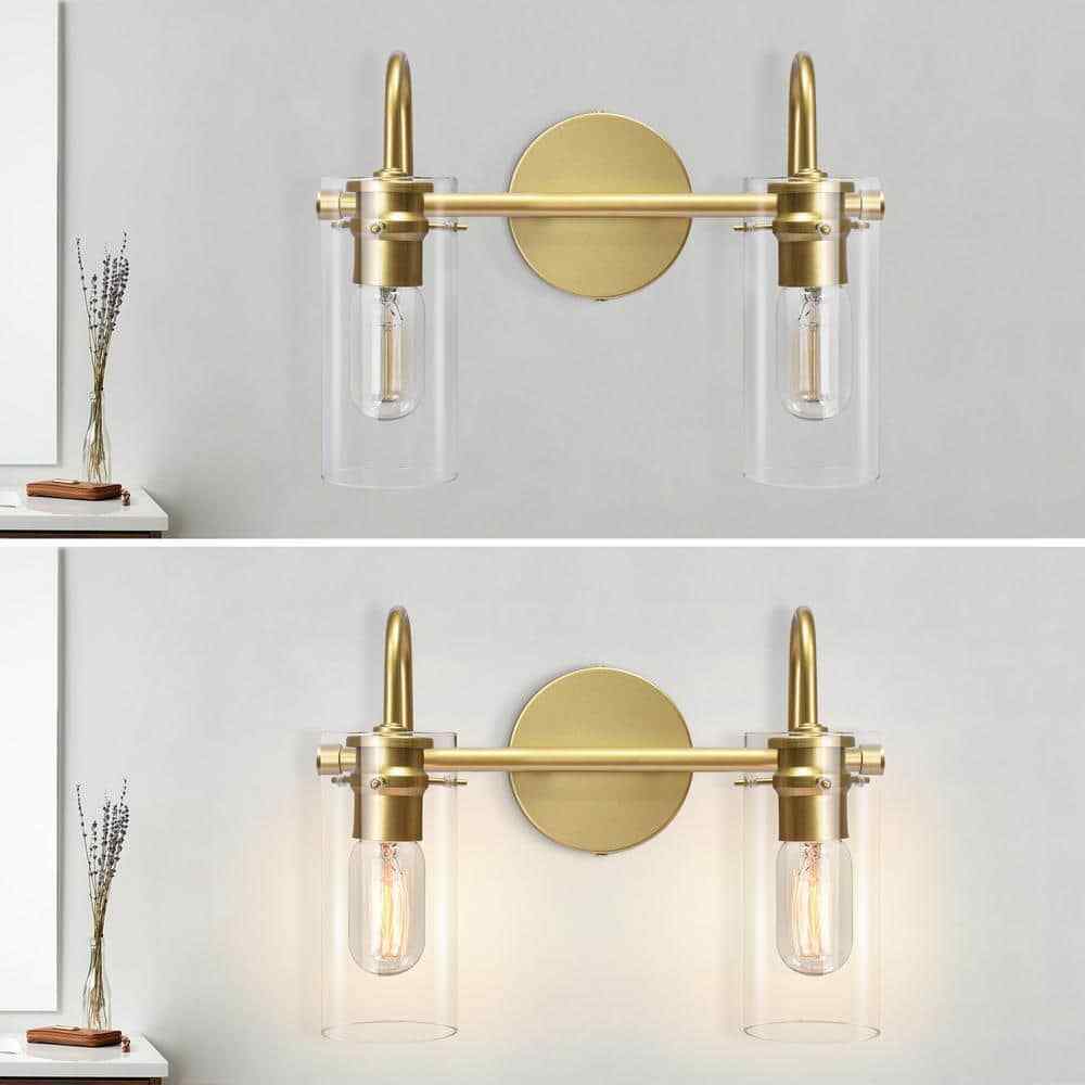 EDISLIVE Paquette 14 in. 2-Light Gold Modern Vanity Light Fixture