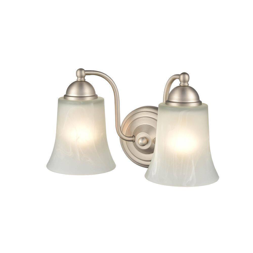 Millennium Lighting 2-Light Satin Nickel Vanity Light with Faux Alabaster Glass