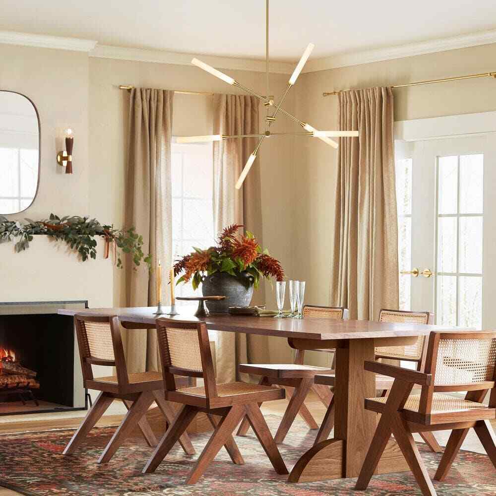 RRTYO Sumler 6-Light Integrated LED Gold Linear Sputnik Chandelier 8101000004863