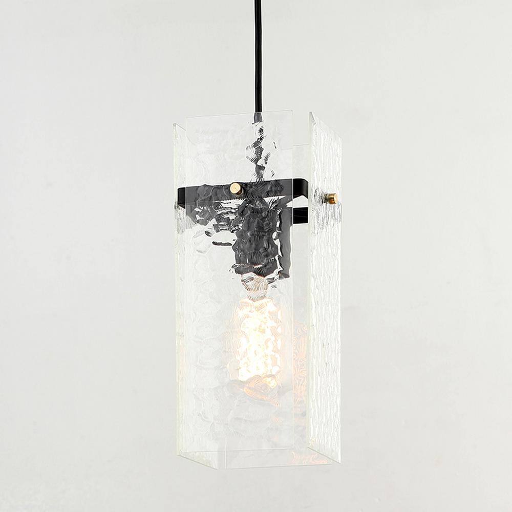 Flint Garden 1-Light Matte Black Rectangle Modern Hanging Mini Pendant