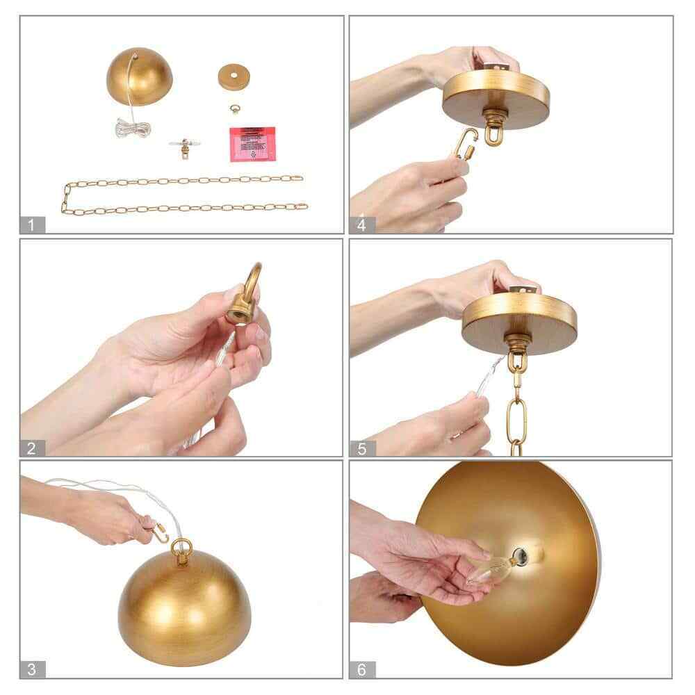 Uolfin Farmhouse Brushed Gold Pendant Kitchen Hanging Pendant Light Fixture