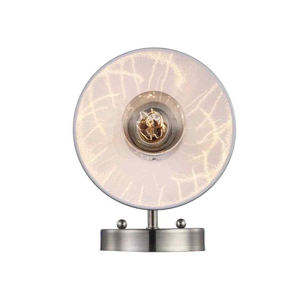 Hampton Bay Glenhurst 1-Light Brushed Nickel Indoor Wall Sconce w/ Metal Shade