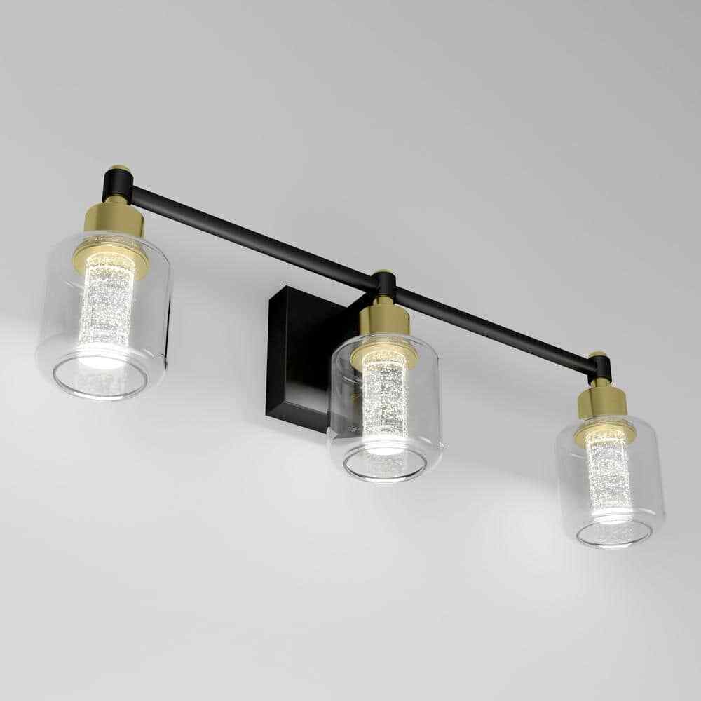 Artika Champagne Globe 3 Light Black & Gold Modern Integrated LED Vanity Light