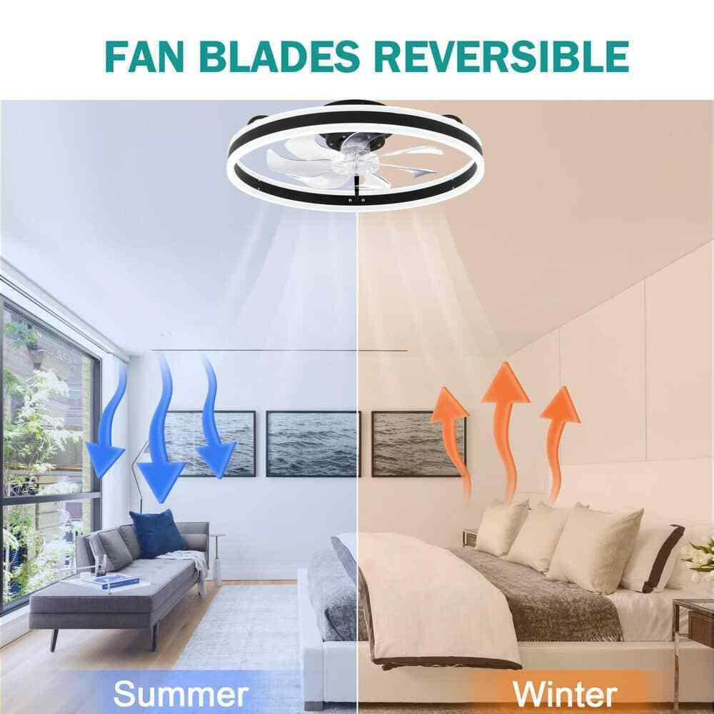 Oaks Aura 20in. LED Indoor Black Bladeless Low Profile Ceiling Fan
