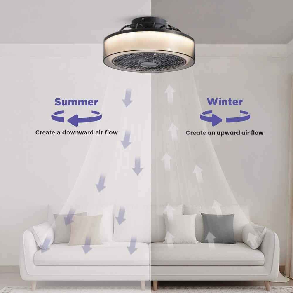 ANTOINE Modern Dimmable LED Indoor Gray Smart Enclosed Ceiling Fan w/ Remote