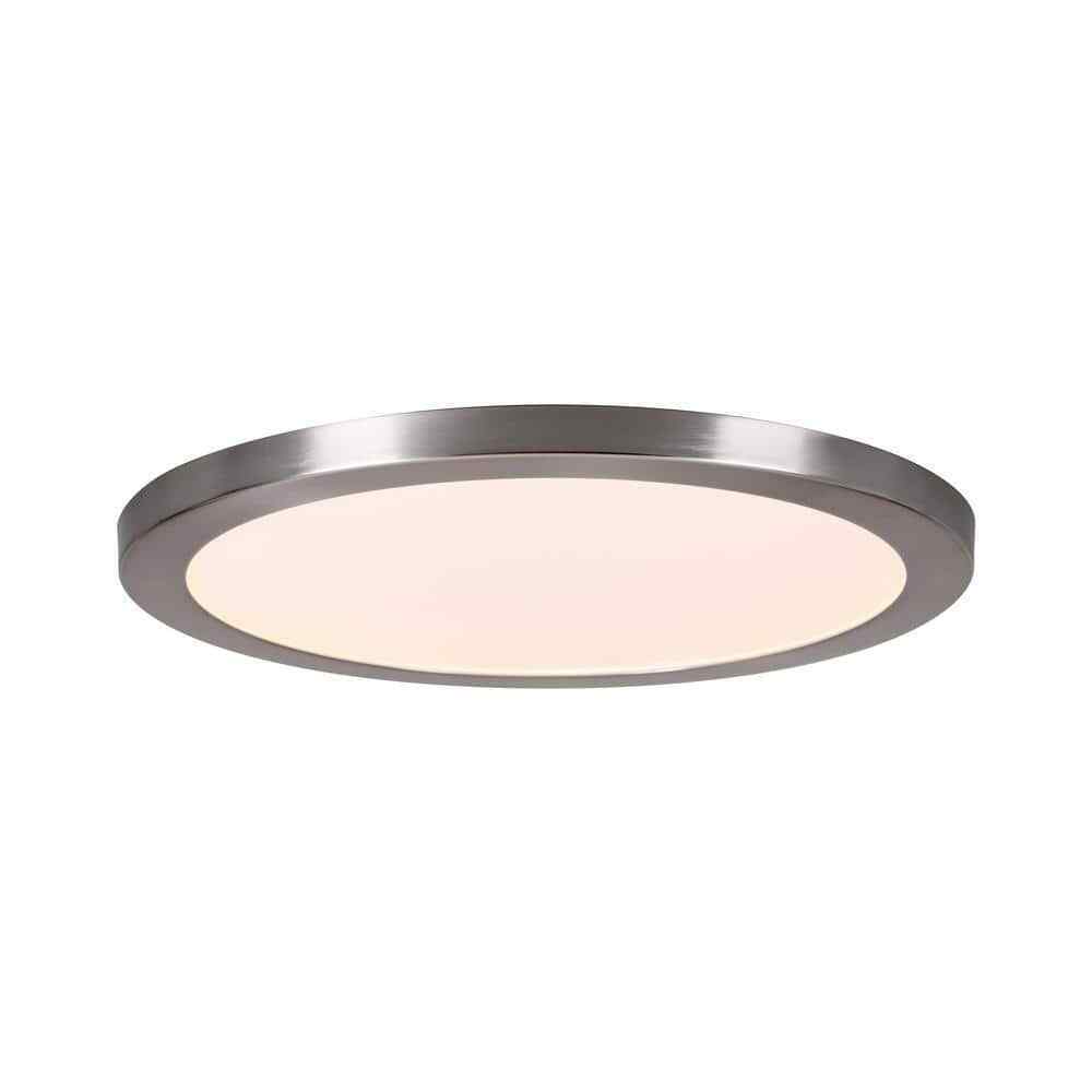 Commercial Electric 15 in. Brushed Nickel Low Profile LED Flush Mount 2-Pack