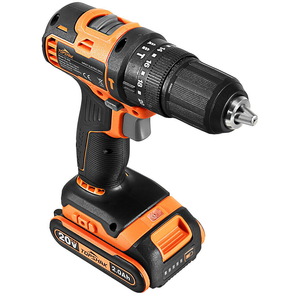 TOPSHAK TS-ED5 20V Li-Ion 1/2 in. Brushless Impact Electric Drill Variable Speed