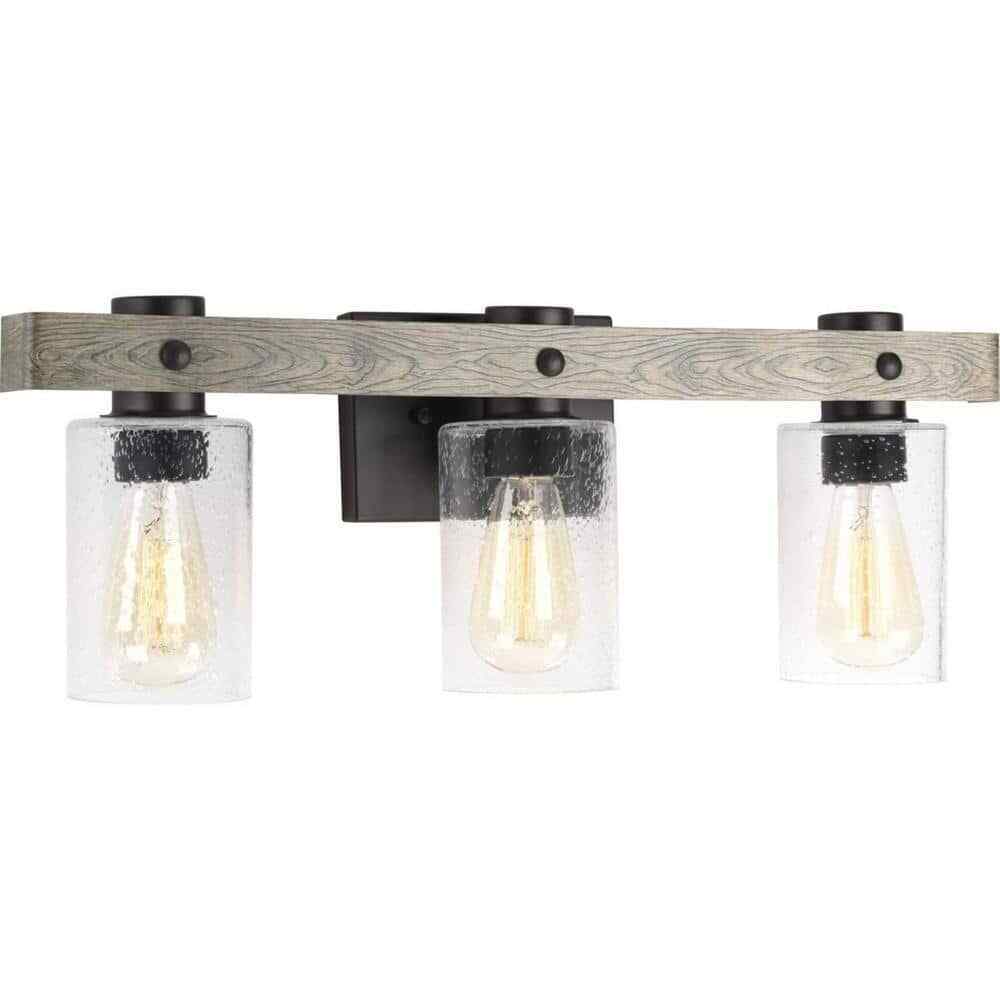 Progress Lighting Gulliver 24 in. 3-Light Graphite Coastal Bathroom Vanity