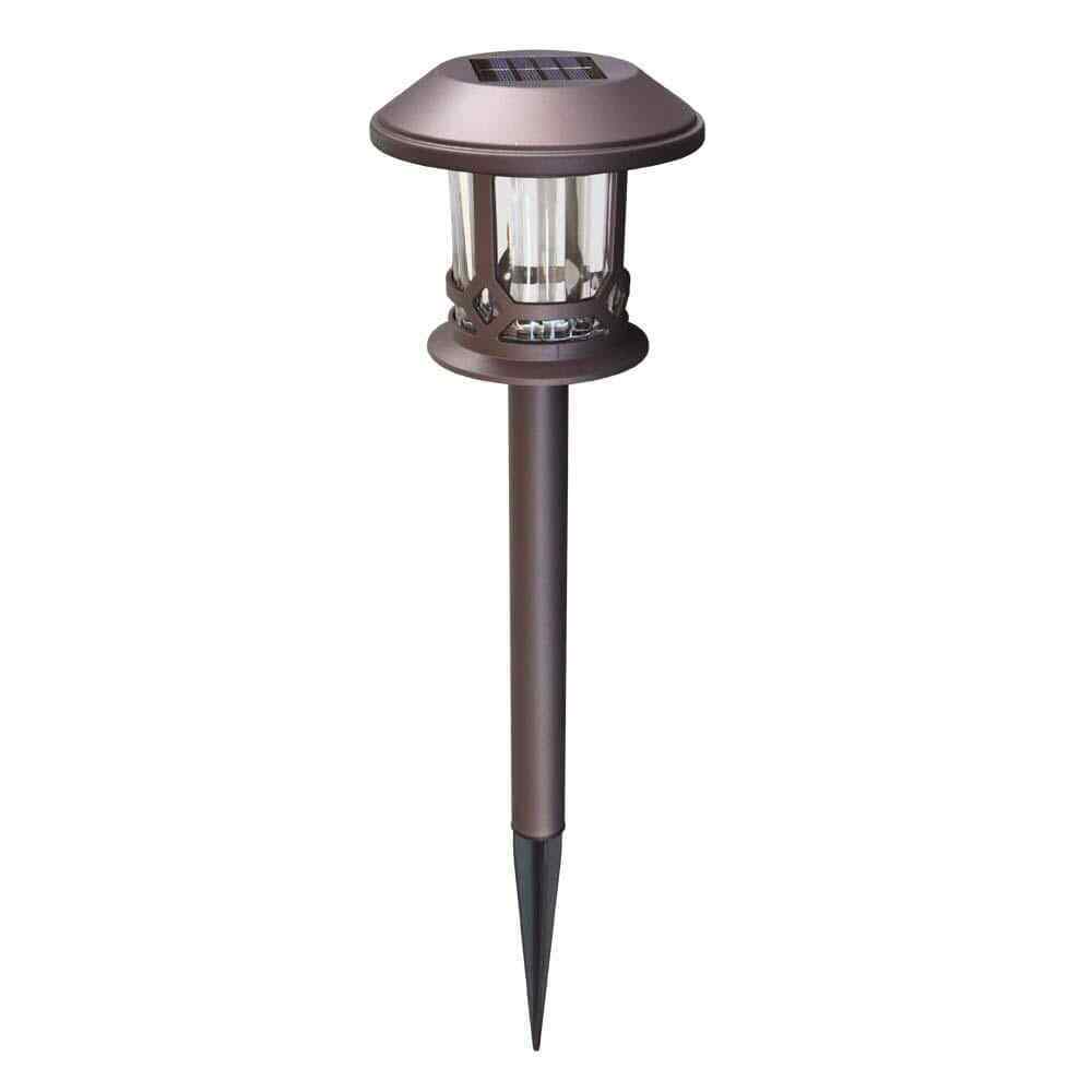 Hampton Bay 18 Lum Solar Golden Bronze Outdoor LED Pathway Light Warm White 4-Pk