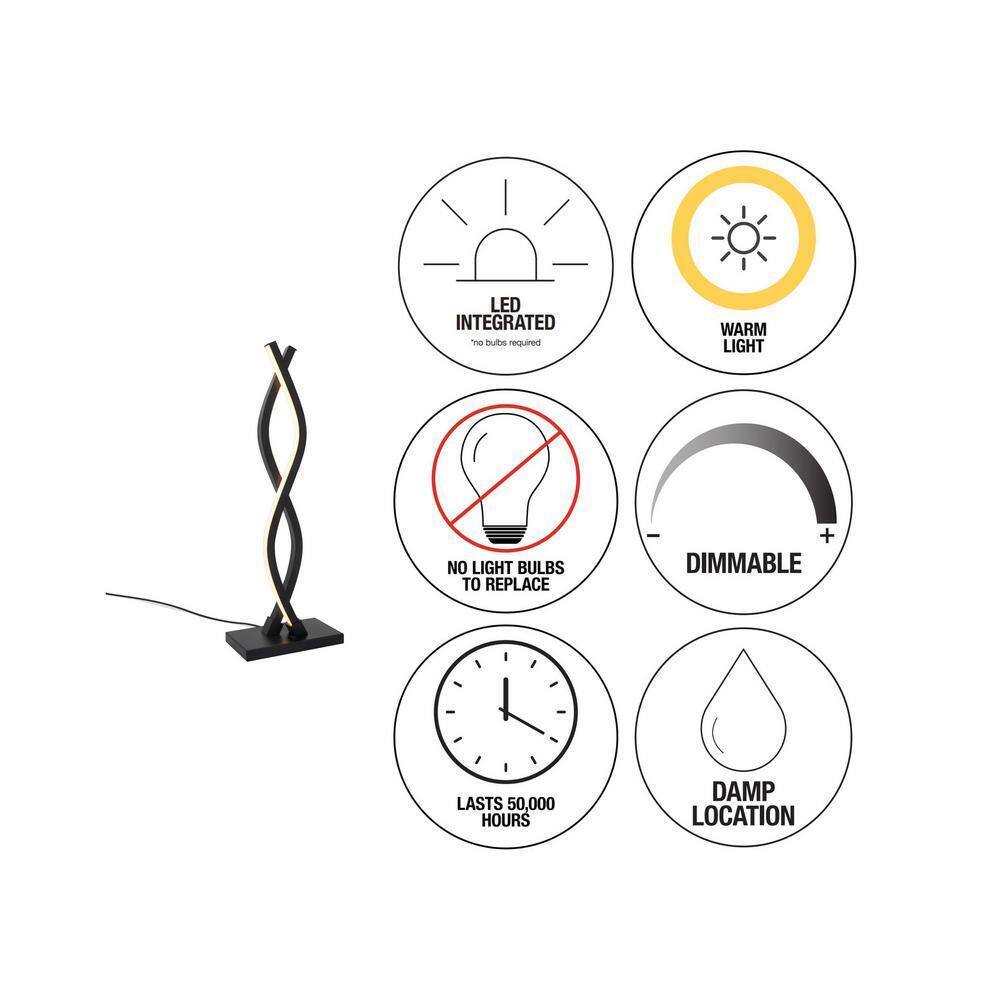 Artika Wave 18 in. Black Modern Dimmable Table Lamp for Living Room TL-WA-BL