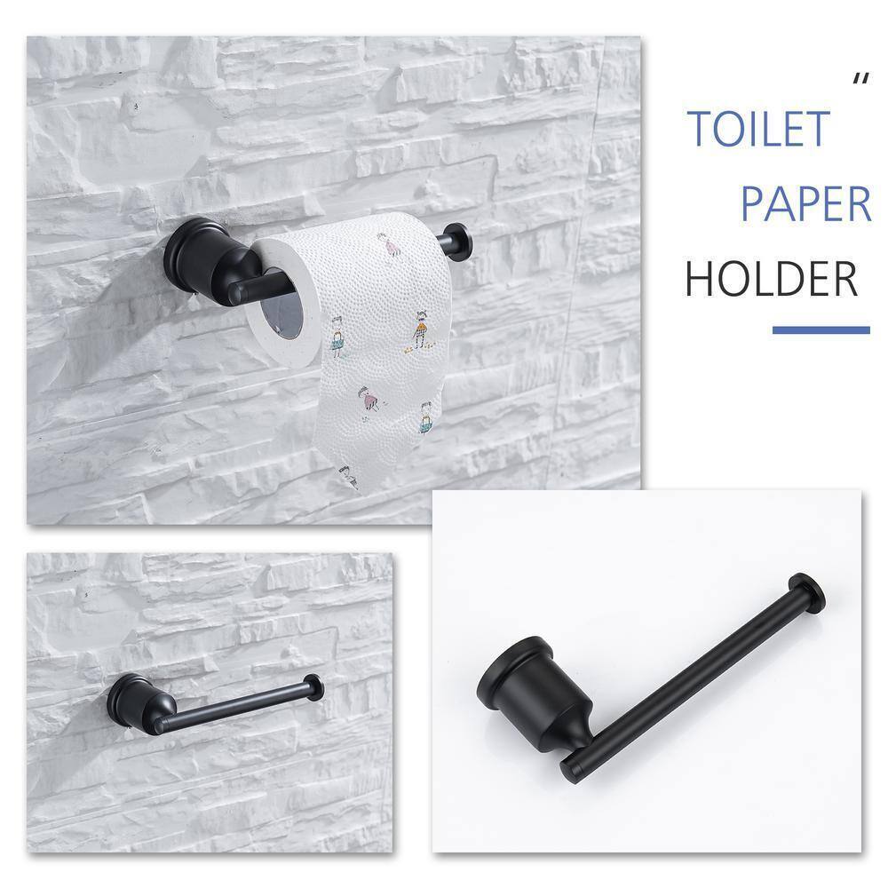 Boyel Living Matte Black 16 in. Bathroom Towel Bar Paper Holder Towel Ring Set