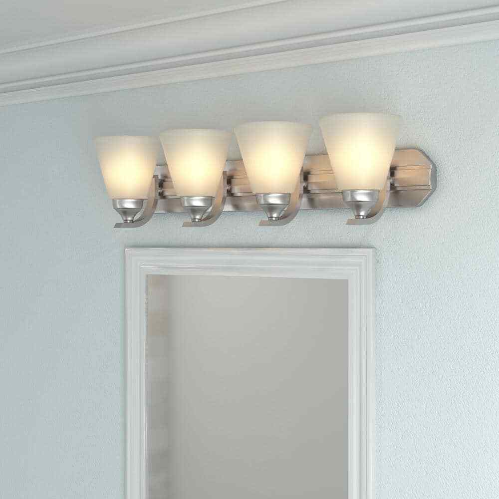 Hampton Bay Tavish 30 in. Brushed Bathroom Vanity Light w/ Frosted Glass Shade