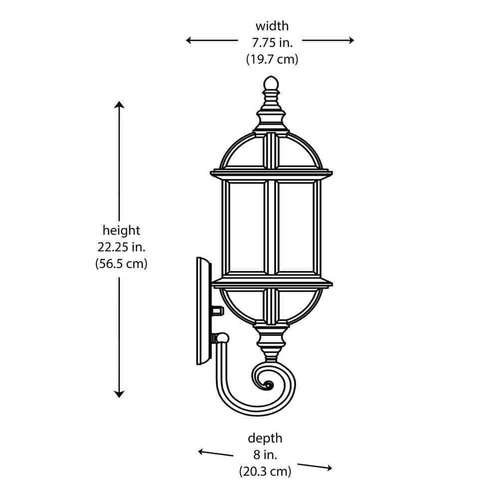 Bel Air Lighting Wentworth 1-Light Large Black Outdoor Wall Light Fixture